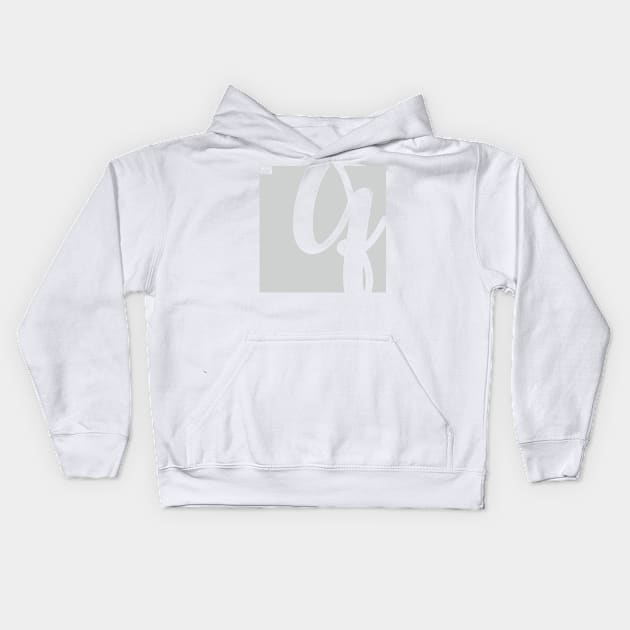 Letter Q Elegant Cursive Calligraphy Initial Monogram Kids Hoodie by porcodiseno